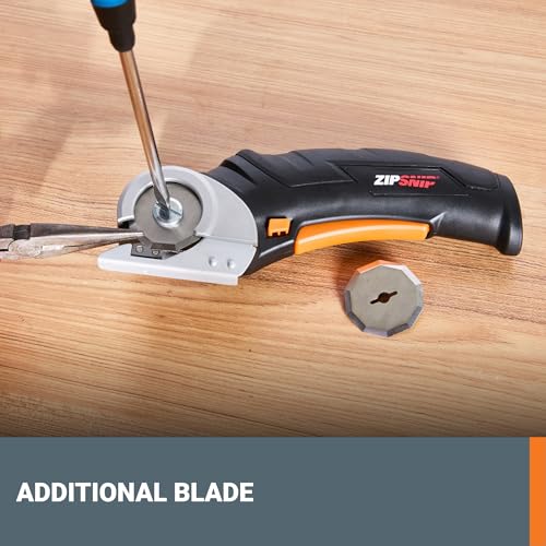 Worx Zipsnip Cordless Electric Scissors, Rechargeable Cardboard Box Cutter, 4V Powerful Fabric Scissors with 2 Safety Blades & Storage Bag WX082L.2 - Image 5