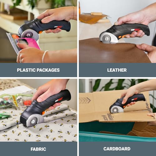 Worx Zipsnip Cordless Electric Scissors, Rechargeable Cardboard Box Cutter, 4V Powerful Fabric Scissors with 2 Safety Blades & Storage Bag WX082L.2 - Image 3