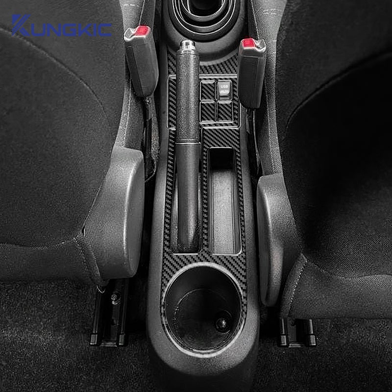 For Toyota Yaris 2006-2011 Real Soft Carbon Fiber Sticker LHD RHD Car Gear Handbrake Water Cup Accessories - Image 2