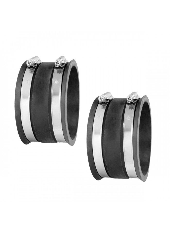 POWERTEC 70149-P2 4 Inch Dust Control Flex Cuff with Steel Hose Clamps, Hose Connector Rubber Cuff Coupler for Woodworking Dust Collection Fittings, Dust Collector Accessories & Machinery, 2 pack