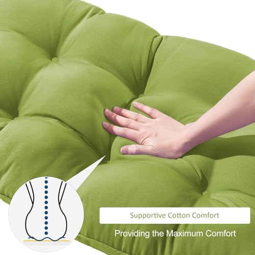 ATOOTFUSION Outdoor Chair Cushions, Waterproof Tufted Overstuffed U-Shaped Memory Foam Bench Cushion for Swing Loveseat Patio Funiture, 48" x 18" x 5" (Mehndi) - Image 3