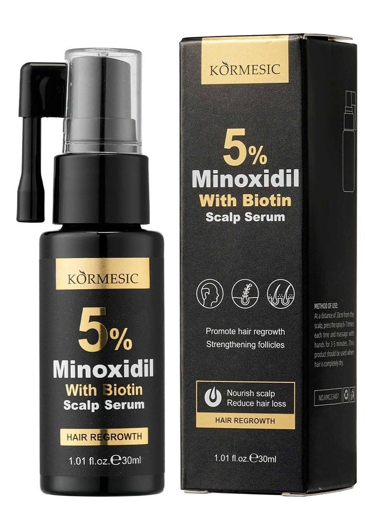 Kormesic 5% Minoxidil Hair Growth Serum For Men and Women, Biotin Hair Serum, Hair Growth, Prevent Scalp Hair Loss - Image 1