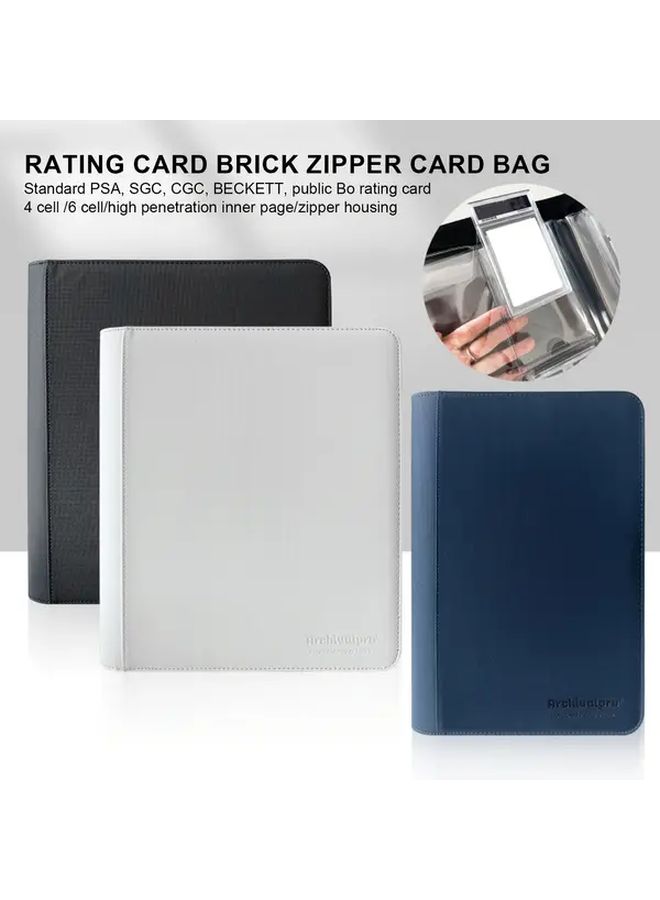 4 Grid Pocket Zippered Trading Card Holder For PSA CGC BGS SGC Graded Sports Cards Game Cards Baseball And Basketball Card Holders White Card Collection Album Holding 40 Cards - Image 1