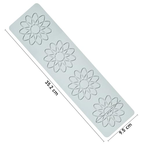MoldBerry Silicone White 4 Cavity Geometric Sunflower Shape Shape Garnishing Mould for Chocolate Making, Brownie Topper, Cake Decoration & Resin Art - Pack of 1 - Image 2