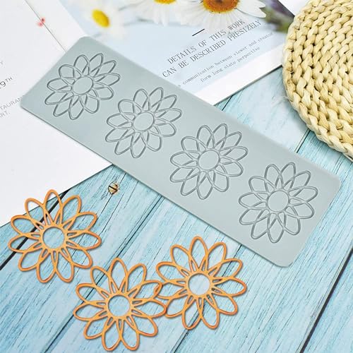 MoldBerry Silicone White 4 Cavity Geometric Sunflower Shape Shape Garnishing Mould for Chocolate Making, Brownie Topper, Cake Decoration & Resin Art - Pack of 1 - Image 3