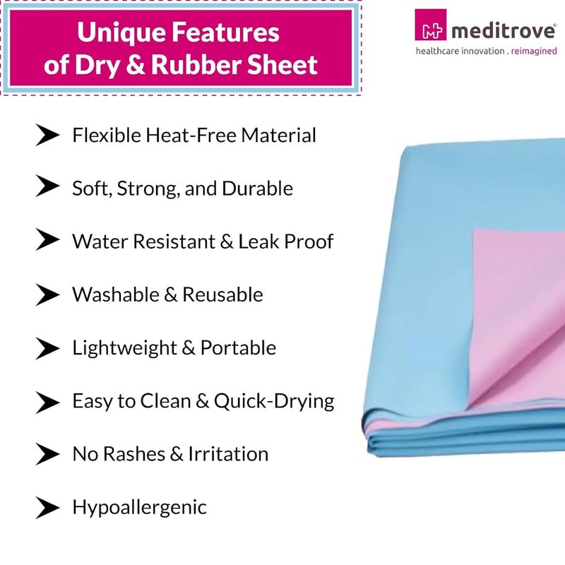 Meditrove Waterproof Dry Rubber Bed Sheet | Premium Washable Makintosh Sheet | Non-Absorbent Reusable Crib Mat Hospital/Home Bed Protector for Baby and Adult and Patients (2 Meter) - Image 5
