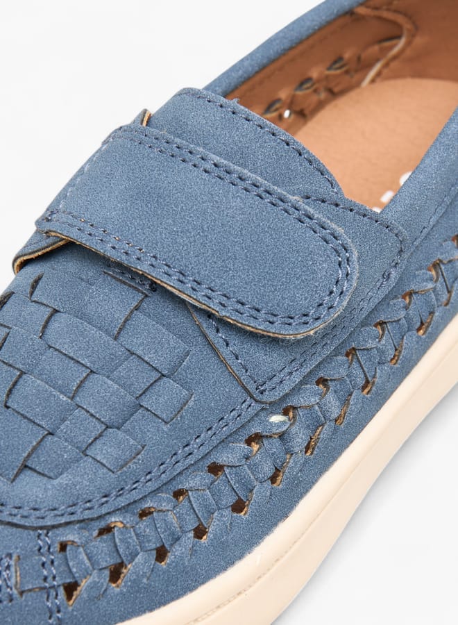 Barefeet Boys Weave Textured Loafers With Hook And Loop Closure  - Image 4