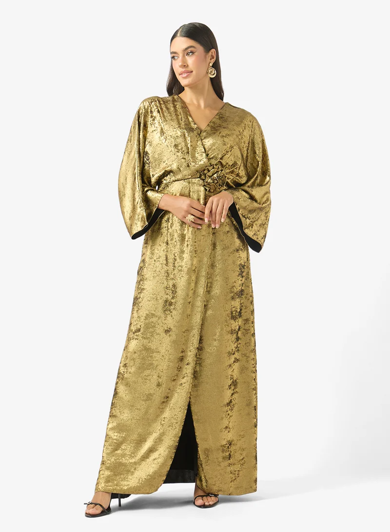 جولدن ابل Metallic Crepe Maxi Dress