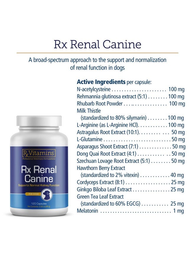 Rx Vitamins Rx Renal Canine Kidney Support For Dogs  Milk Thistle Extract, Green Tea, & Cordyceps Capsules For Dogs  Dog Kidney Support Supplement  120 Ct  - Image 5
