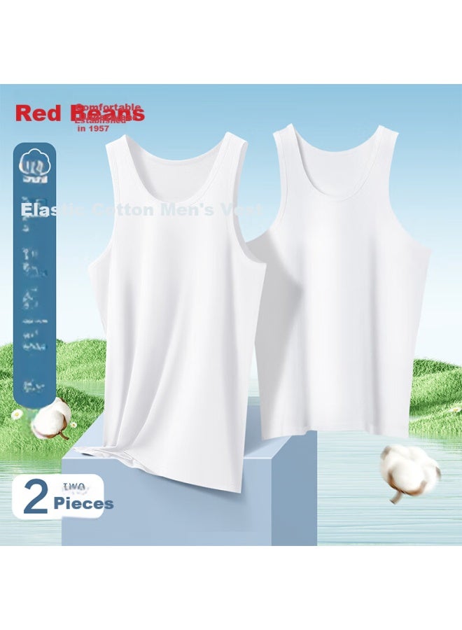 hongdou Hodo Men's Cotton-spandex Solid Color Round Neck Breathable Sports Undershirt Tank Top, 2-pack - Image 1