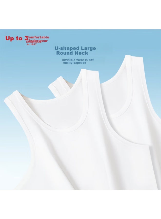hongdou Hodo Men's Cotton-spandex Solid Color Round Neck Breathable Sports Undershirt Tank Top, 2-pack - Image 3