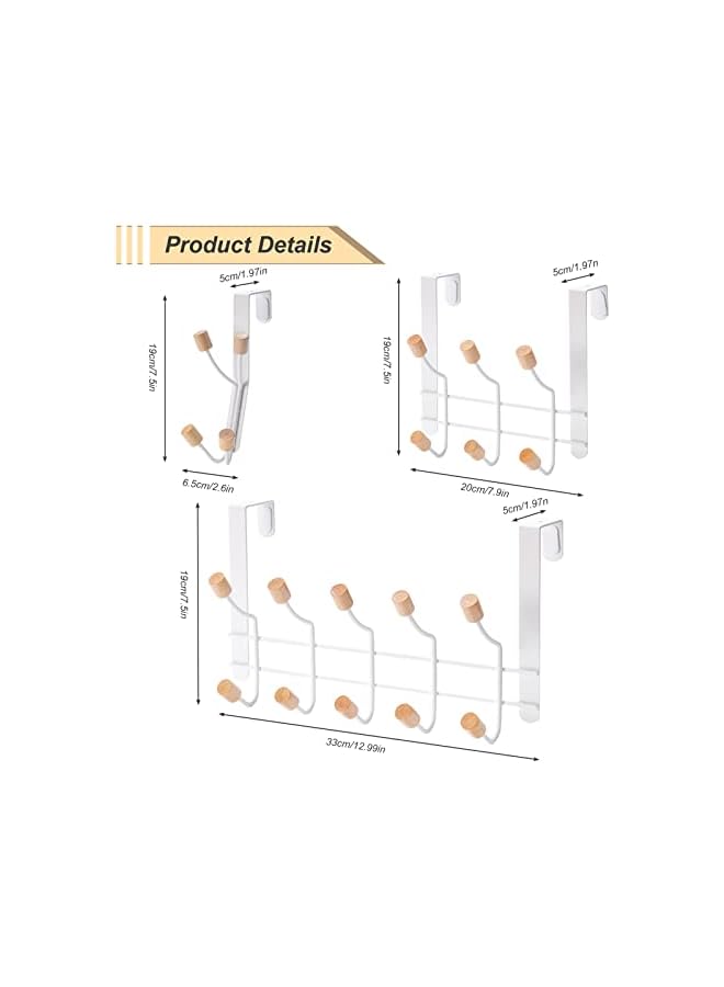 The Bros Over The Door Hooks, Sturdy Metal Over The Door Hanger with Wooden Edge, Attractive Over The Door Rack Organizer for Coats, Hats, Robes, Towels, Bedroom, Closet, Bathroom (3 Pcs Set, 20 Hooks) - Image 4