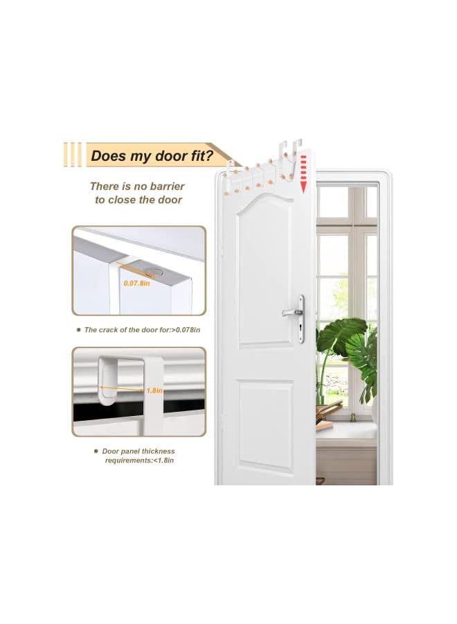 The Bros Over The Door Hooks, Sturdy Metal Over The Door Hanger with Wooden Edge, Attractive Over The Door Rack Organizer for Coats, Hats, Robes, Towels, Bedroom, Closet, Bathroom (3 Pcs Set, 20 Hooks) - Image 5