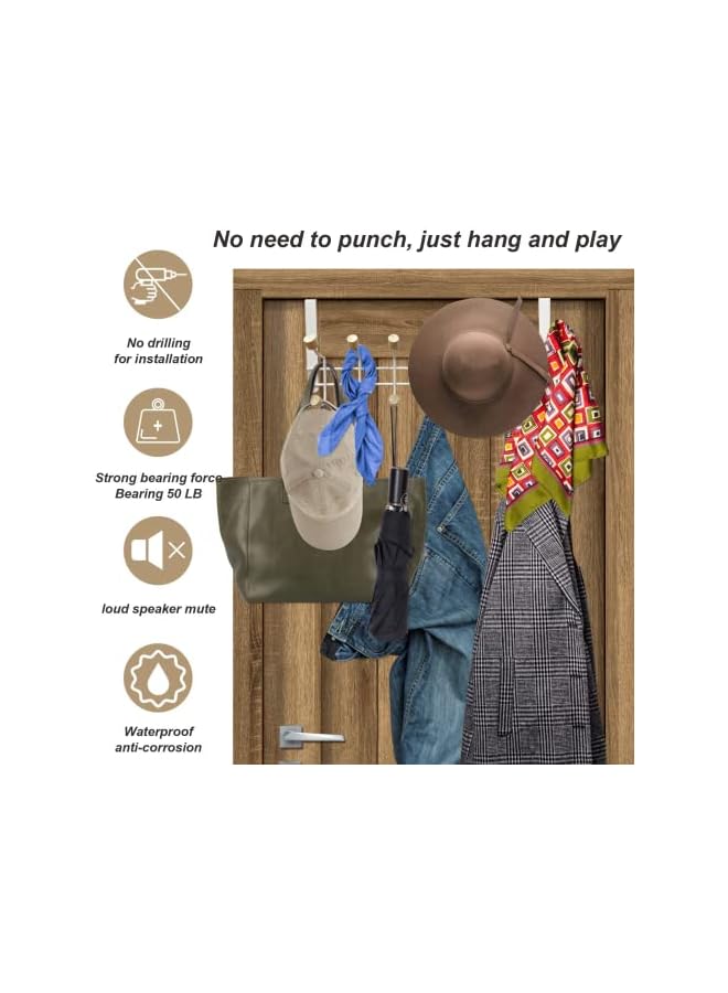 The Bros Over The Door Hooks, Sturdy Metal Over The Door Hanger with Wooden Edge, Attractive Over The Door Rack Organizer for Coats, Hats, Robes, Towels, Bedroom, Closet, Bathroom (3 Pcs Set, 20 Hooks) - Image 2