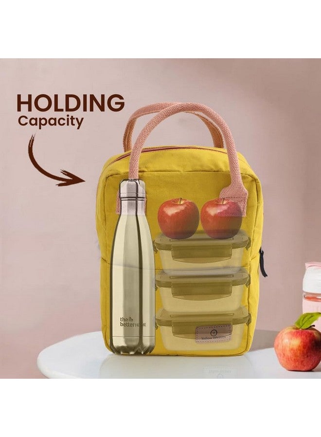 Yellow Weaves 100% Cotton Canvas Lunch Bag Reusable and Washable, Eco-Friendly Lunch Bag, Leakproof Keeps Hot & Cold, Lunch Bag for Men Women Kids Office Picnic School, (Big Size) Yellow - Image 5