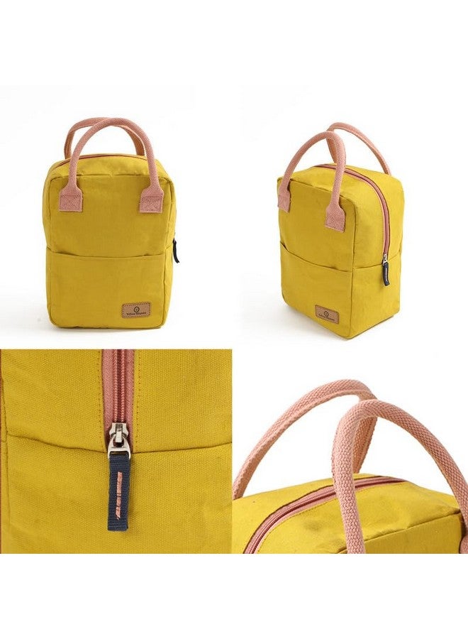 Yellow Weaves 100% Cotton Canvas Lunch Bag Reusable and Washable, Eco-Friendly Lunch Bag, Leakproof Keeps Hot & Cold, Lunch Bag for Men Women Kids Office Picnic School, (Big Size) Yellow - Image 2