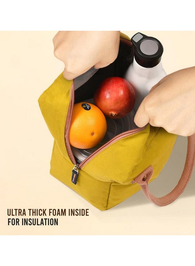 Yellow Weaves 100% Cotton Canvas Lunch Bag Reusable and Washable, Eco-Friendly Lunch Bag, Leakproof Keeps Hot & Cold, Lunch Bag for Men Women Kids Office Picnic School, (Big Size) Yellow - Image 3