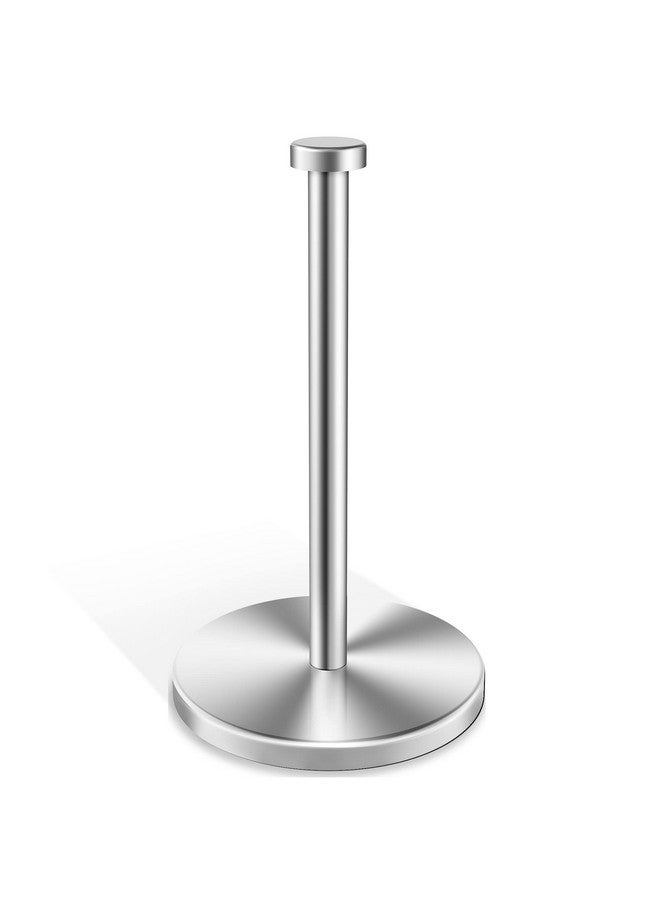 VEHHE Paper Towel Holder Countertop, Stainless Steel Paper Towel Holder Stand with Weighted Base Suction Cups, Standing Paper Towel Roll Holder for Kitchen Bathroom (Silver) - Image 2