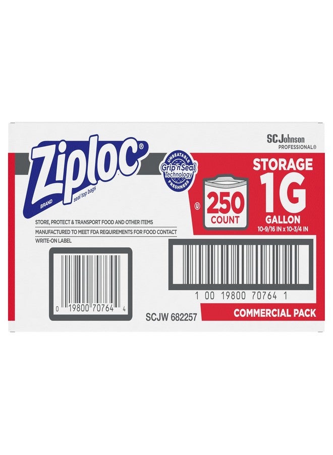 Ziploc أكياس زيبلوك 682257 مزدوجة السحاب، بلاستيك، 1 جالون، 1.75 ميل، شفافة مع لوحة للكتابة، 250/علبة - Image 2
