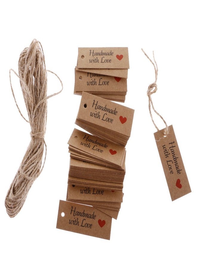 Segolike 100 Vintage Kraft Paper Handmade With Love Gift Tags Wedding Favor Tags-Brown, 100 Labels - Image 2