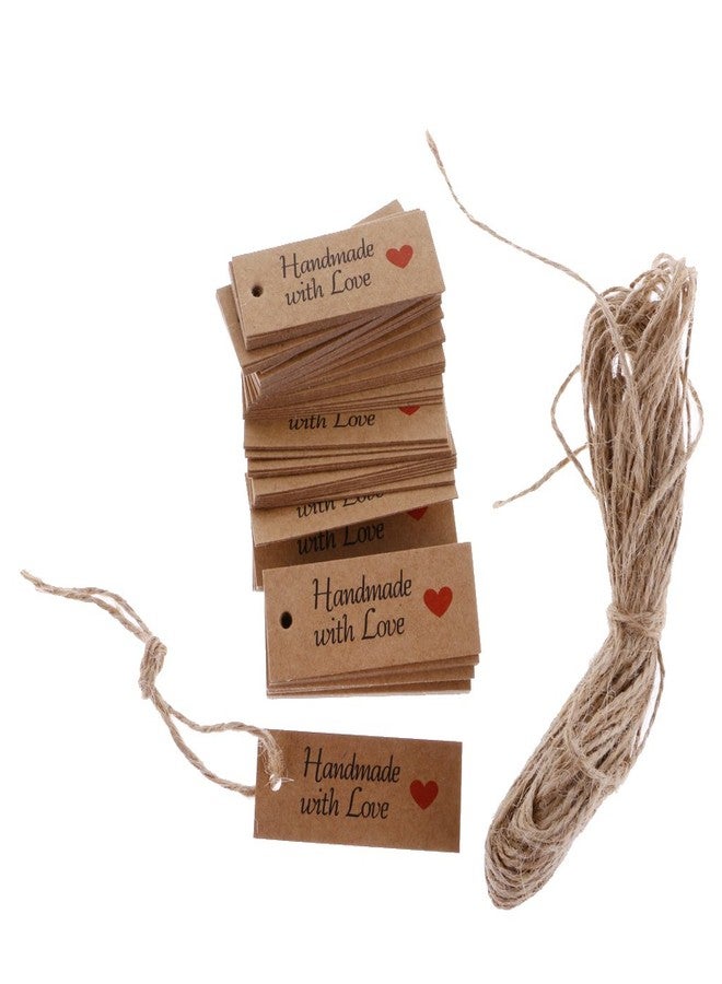 Segolike 100 Vintage Kraft Paper Handmade With Love Gift Tags Wedding Favor Tags-Brown, 100 Labels - Image 5
