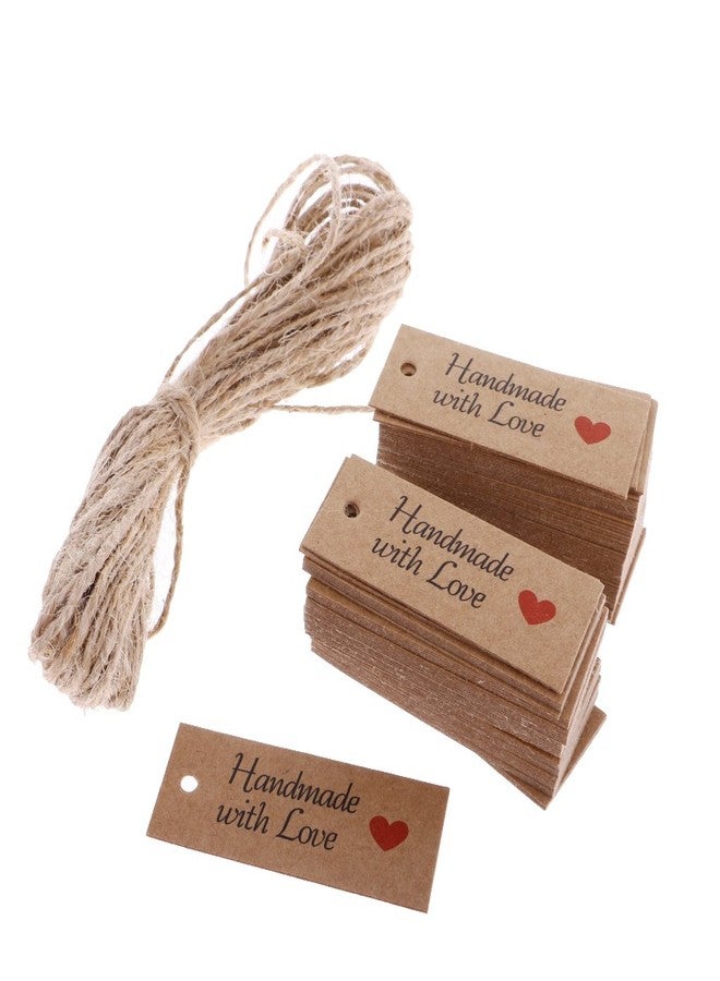 Segolike 100 Vintage Kraft Paper Handmade With Love Gift Tags Wedding Favor Tags-Brown, 100 Labels - Image 4