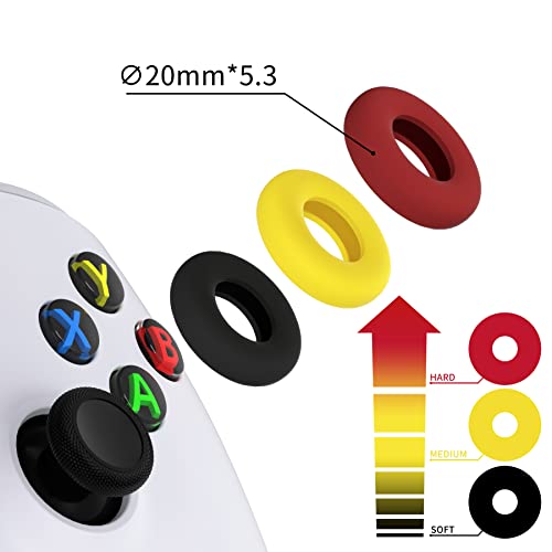 PlayVital 6 Pack Silicone Precision Rings for PS5, for PS4, for Xbox Series X/S, Xbox One, Xbox 360, for Switch 2 Pro, for Steam Deck - Aim Assist Target Motion Control, Red & Black & Yellow - Image 2