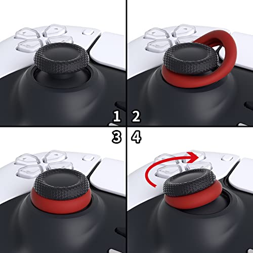 PlayVital 6 Pack Silicone Precision Rings for PS5, for PS4, for Xbox Series X/S, Xbox One, Xbox 360, for Switch 2 Pro, for Steam Deck - Aim Assist Target Motion Control, Red & Black & Yellow - Image 4