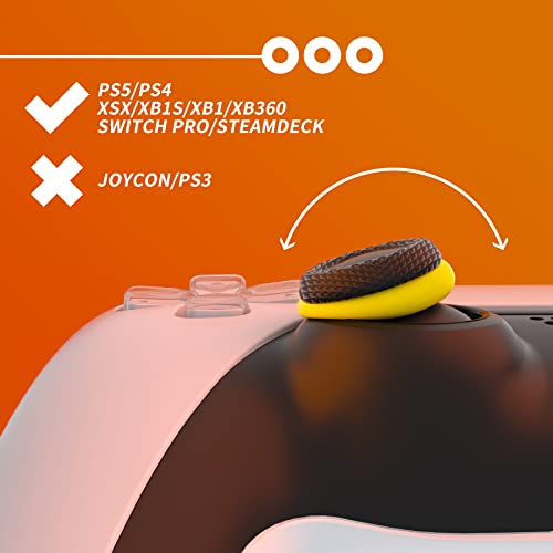 PlayVital 6 Pack Silicone Precision Rings for PS5, for PS4, for Xbox Series X/S, Xbox One, Xbox 360, for Switch 2 Pro, for Steam Deck - Aim Assist Target Motion Control, Red & Black & Yellow - Image 3