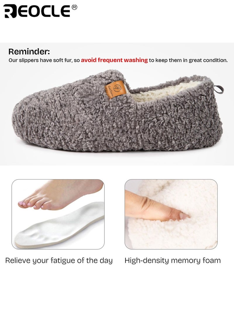REOCLE Women's Curly Slippers with Memory Foam and Polar Fleece Lining Lightweight House Shoes with Cozy Comfort for Indoor Relaxation - Image 4