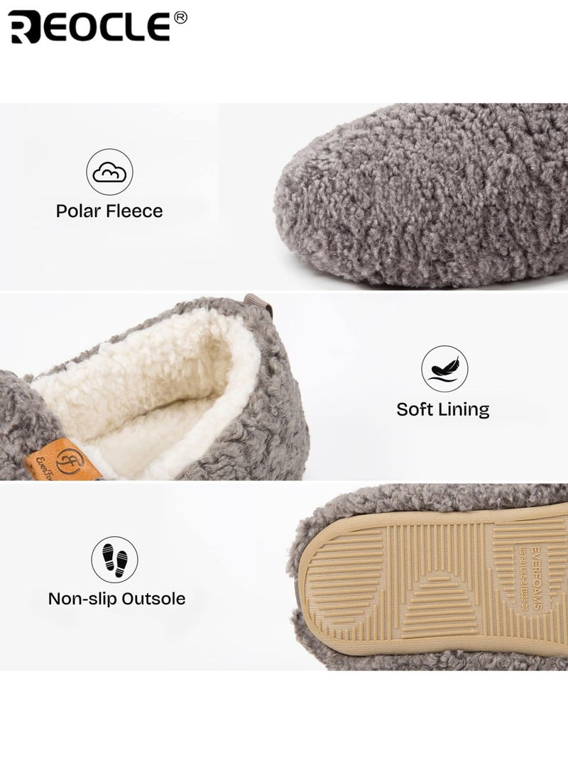REOCLE Women's Curly Slippers with Memory Foam and Polar Fleece Lining Lightweight House Shoes with Cozy Comfort for Indoor Relaxation - Image 5