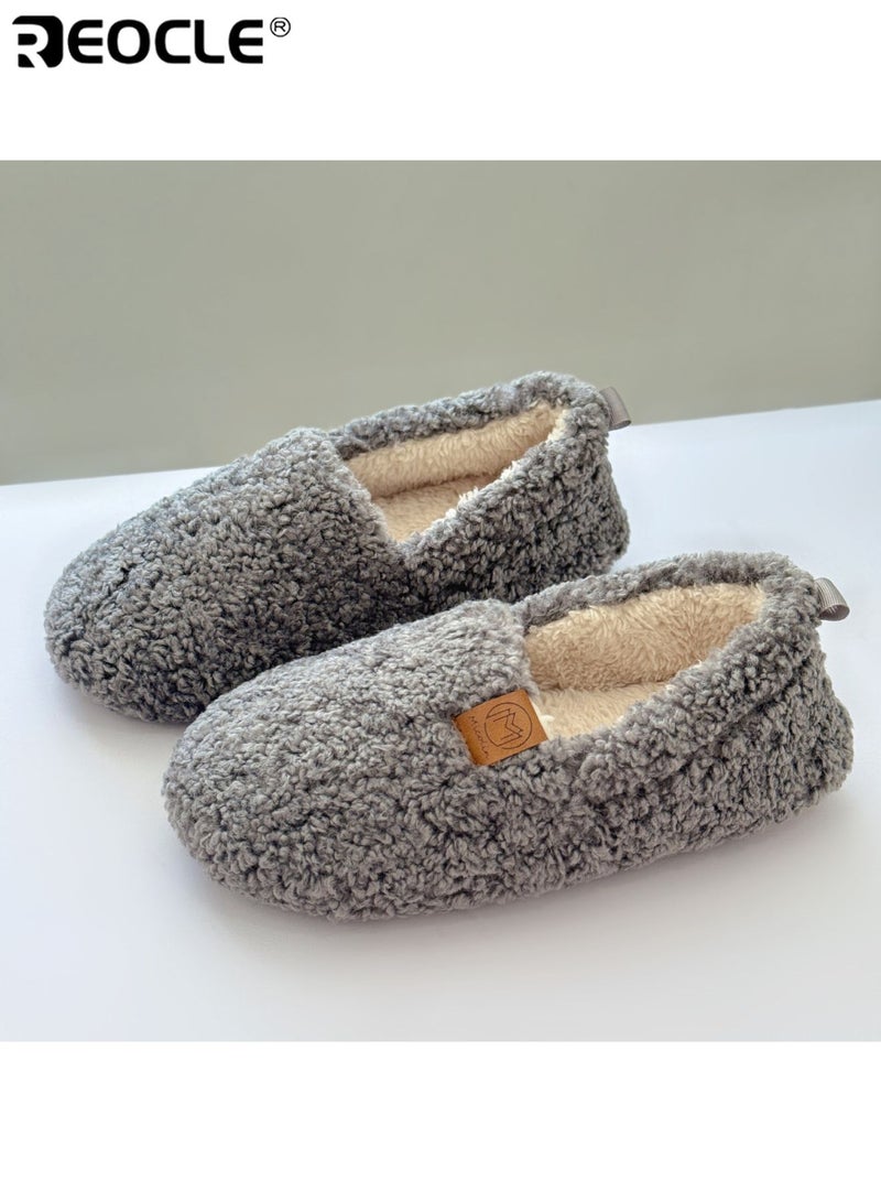 REOCLE Women's Curly Slippers with Memory Foam and Polar Fleece Lining Lightweight House Shoes with Cozy Comfort for Indoor Relaxation - Image 1