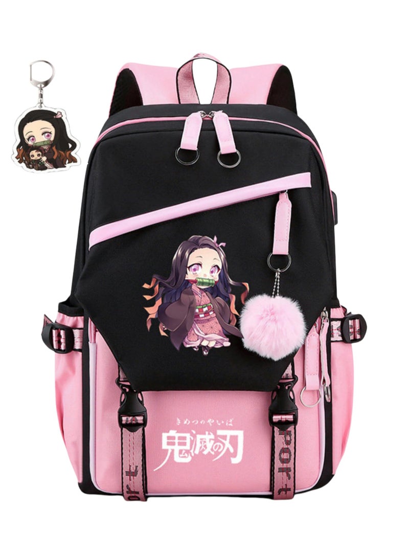 SYOSI Girls School Backpack with Lunch Box Fashion Bookbag for Middle and Elementary School, Teens, Women, Kids, Cute Book Bag with Compartments, Pink School Bag - Image 1