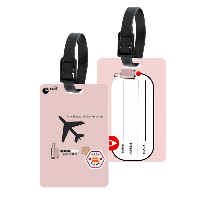 (Set of 10) Synthetic Luggage Tags with Black Strap Loop | Durable, Waterproof, Anti-Break Travel ID Tags for Suitcases, Backpacks, School & Office Bags (Model No.8)