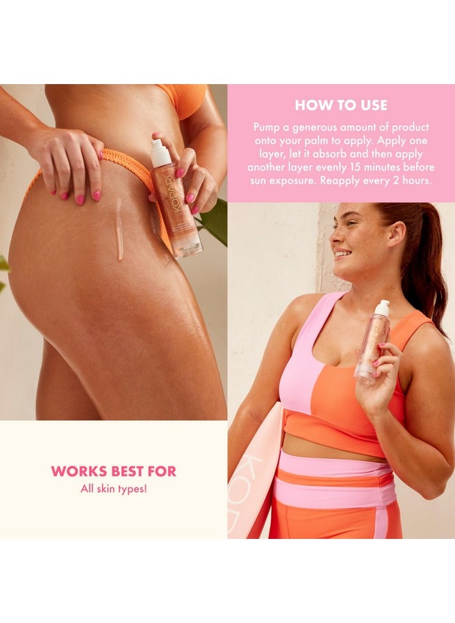 Kopari Sun Shield Body Glow Spf 45 Uv Protection Sunscreen Rose Gold Shimmer Mica Sweat Resistant Antioxidant Vitamin E Vegan Cruelty Free Macadamia Hibiscus Avocado Coconut Oils 5Oz  - Image 5
