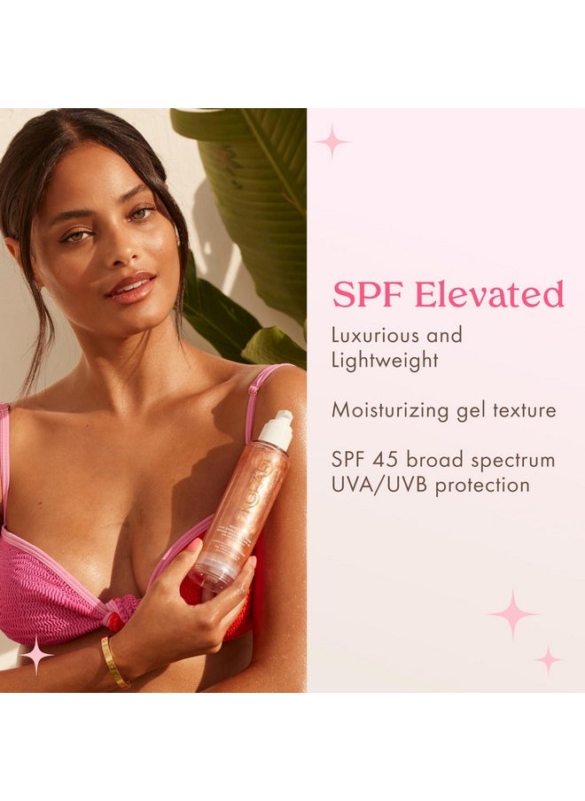 Kopari Sun Shield Body Glow Spf 45 Uv Protection Sunscreen Rose Gold Shimmer Mica Sweat Resistant Antioxidant Vitamin E Vegan Cruelty Free Macadamia Hibiscus Avocado Coconut Oils 5Oz  - Image 3