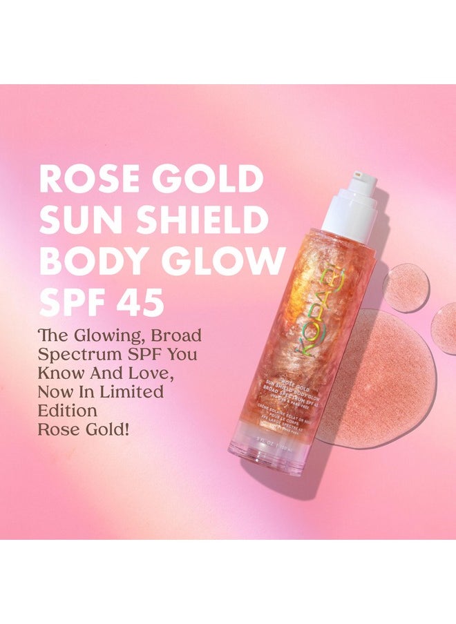 Kopari Sun Shield Body Glow Spf 45 Uv Protection Sunscreen Rose Gold Shimmer Mica Sweat Resistant Antioxidant Vitamin E Vegan Cruelty Free Macadamia Hibiscus Avocado Coconut Oils 5Oz  - Image 2