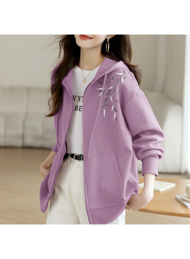 Flying in the snow Early Autumn Thin Jacket Women 2025 Autumn Collection Heavyweight Casual Hooded Sweatshirt Cardigan - Image 2
