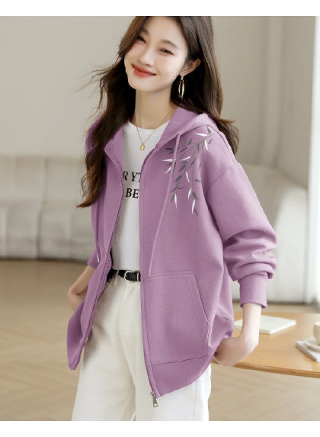 Flying in the snow Early Autumn Thin Jacket Women 2025 Autumn Collection Heavyweight Casual Hooded Sweatshirt Cardigan - Image 1