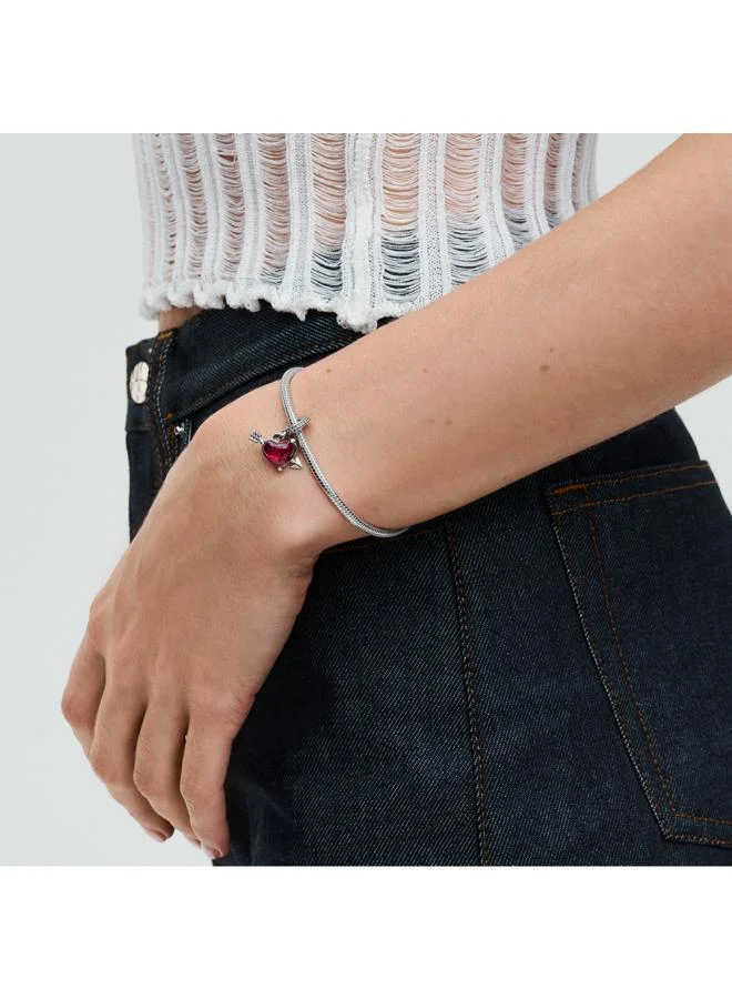 PANDORA Red Heart & Arrow Murano Glass Dangle Charm