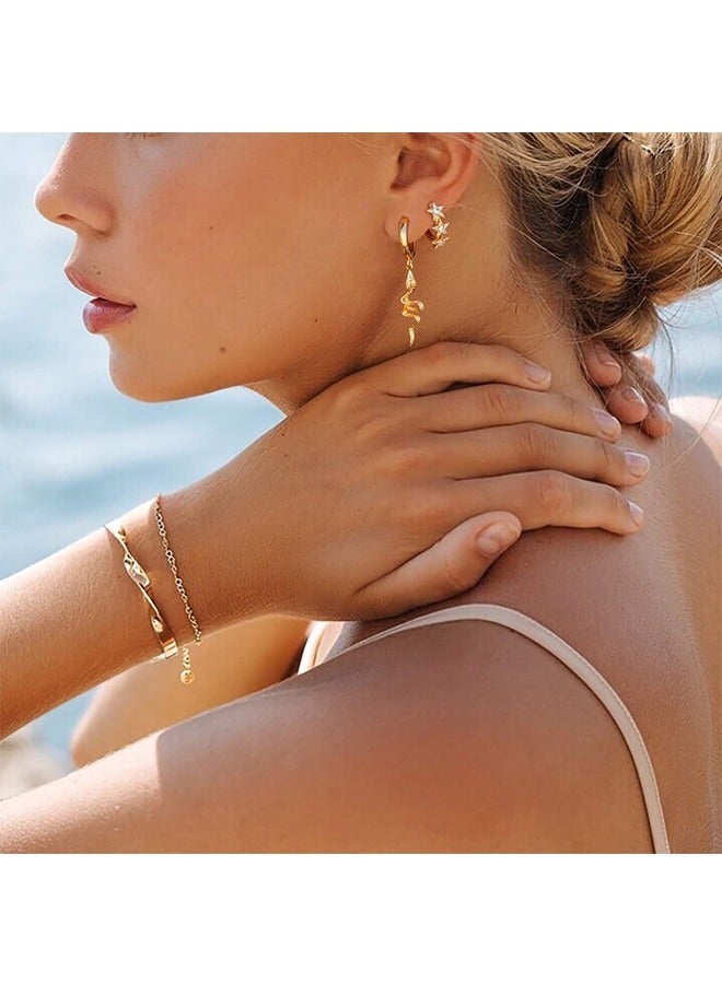 Beyond Zircon Star Earrings, Anti Fading Hypoallergenic Hoop Earrings Gold Earrings, Ear Studs Fashion Jewelry Gift (Golden)  - Image 3