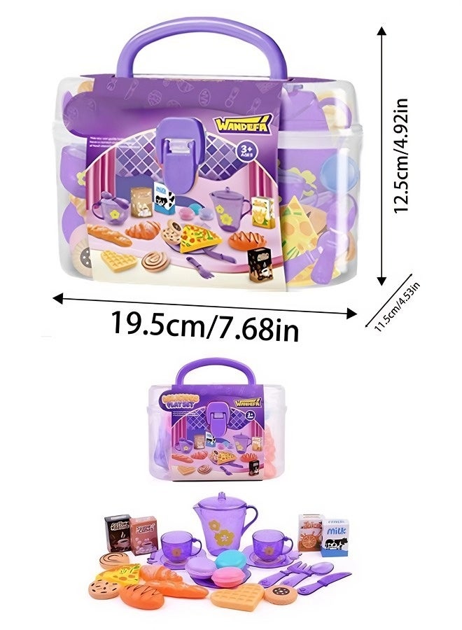Kitchen toy set, children's pretend play toys, little girl's tea set, 25-piece princess afternoon tea toy set - pretend play kitchen toy accessories, perfect birthday gift for girls. - Image 4