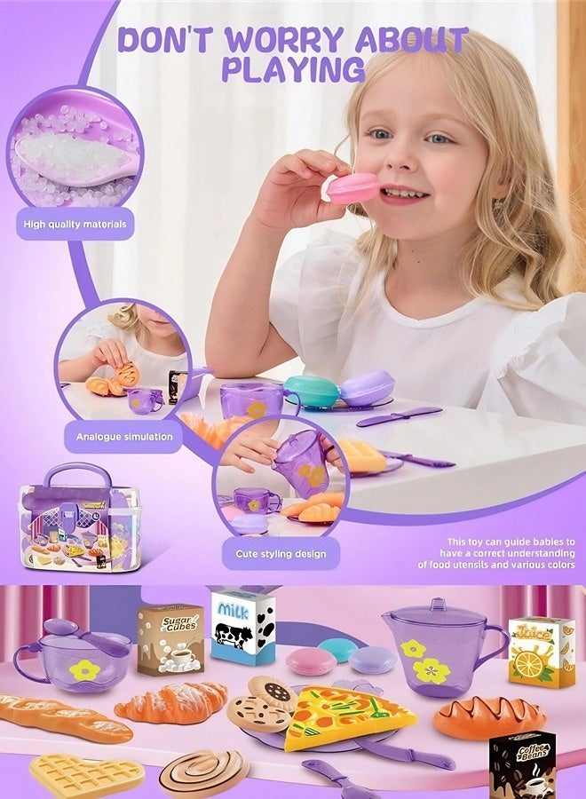 Kitchen toy set, children's pretend play toys, little girl's tea set, 25-piece princess afternoon tea toy set - pretend play kitchen toy accessories, perfect birthday gift for girls. - Image 5
