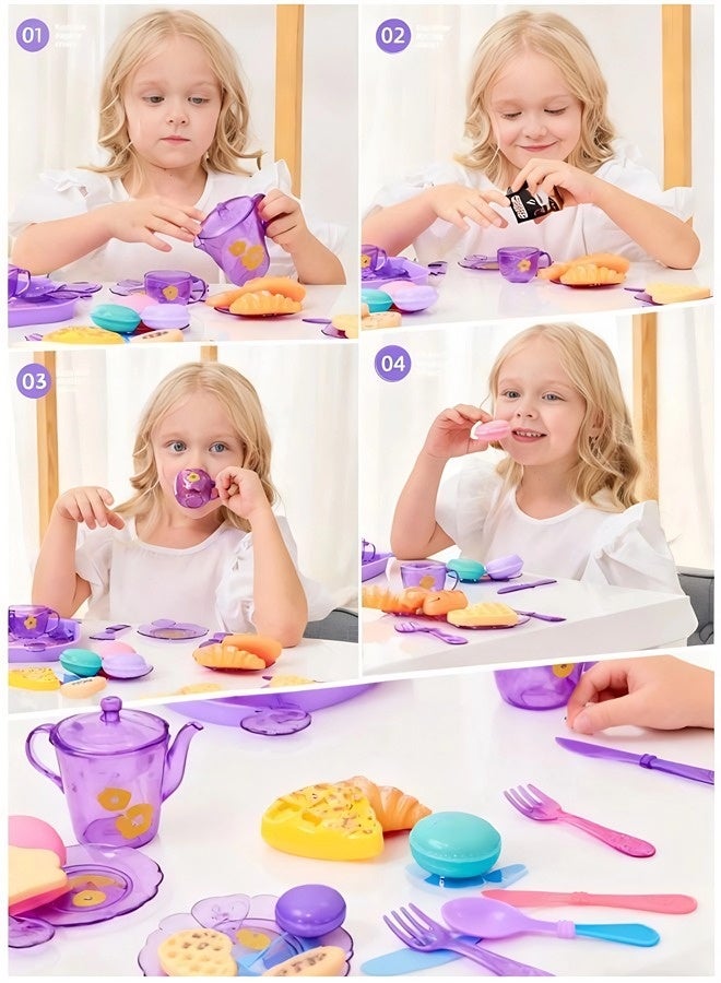 Kitchen toy set, children's pretend play toys, little girl's tea set, 25-piece princess afternoon tea toy set - pretend play kitchen toy accessories, perfect birthday gift for girls. - Image 3