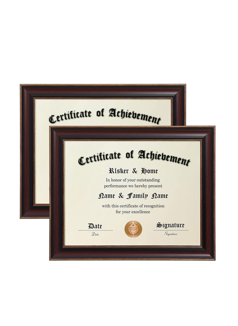 ELSKER&HOME ELSKERHOME 85x11 Certificate Frame  Classic Cherry Wood Color  20 mm Panels  Only 85x11 Inch Without Mat  for DocumentPhoto 2 Pack 