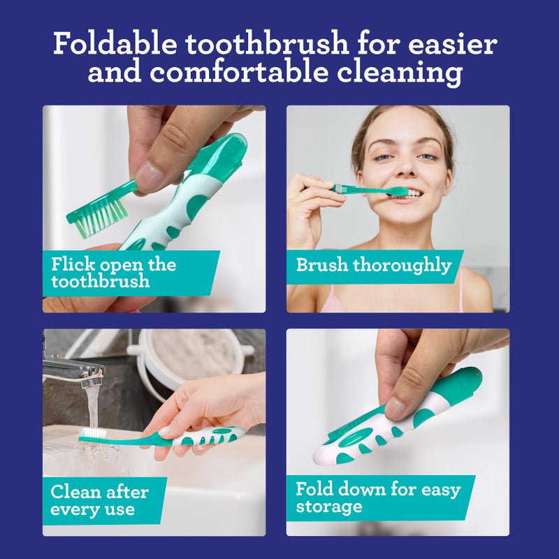 GuruNanda Folding Toothbrush with Built-in Cover, Perfect for Travel, Hiking & Camping, Compact & Portable, On-The-Go Toothbrush with Soft Bristles & Ergonomic Handle, for Adults & Kids (1 Count) - Image 3
