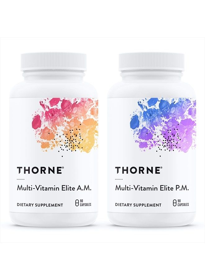 Thorne Research Thorne Multi-Vitamin Elite - Daily Nutritional Supplement - AM Formula Supports Cellular Energy Production and PM Formula Supports Restful Sleep - Gluten-Free, Dairy-Free - 180 Capsules - 30 Servings - Image 1
