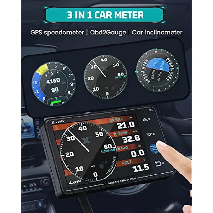 Lufi Xs Obd2 Gauge Display Gps SpeedometerCar Inclinometer Boost Gauge Rpm Meter Heads Up Display For CarMultifunction Digital Gauge Cluster - Image 5
