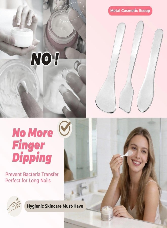 LUTQ Metal Makeup Spatula Face Cream Applicator Tool 3PCS for Skincare, Lotion, Mask & Moisturizer - Skincare, Cream & Makeup Scoop Spatula for Hygienic Use - S Size - Image 4