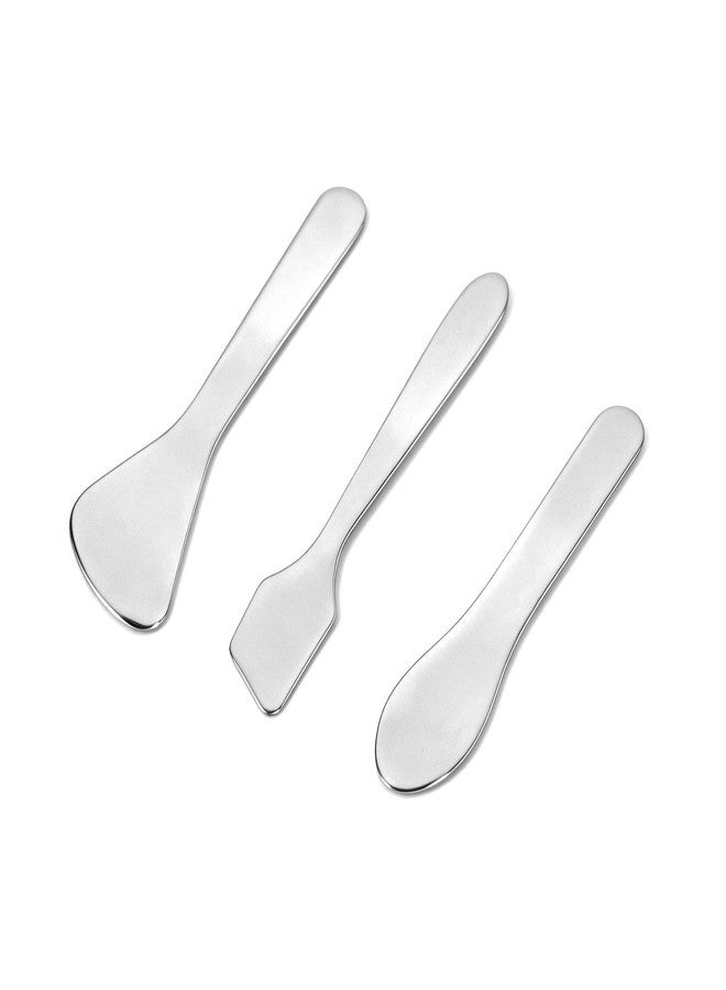 LUTQ Metal Makeup Spatula Face Cream Applicator Tool 3PCS for Skincare, Lotion, Mask & Moisturizer - Skincare, Cream & Makeup Scoop Spatula for Hygienic Use - S Size - Image 1